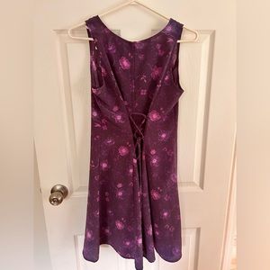 SOLD| 90s purple floral corset back mini dress